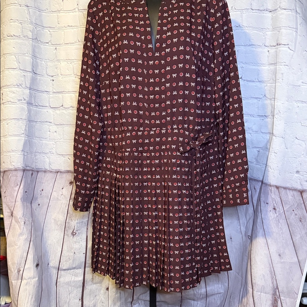 LOFT Elegant Maroon Patterned Dress - Picture 4 of 14